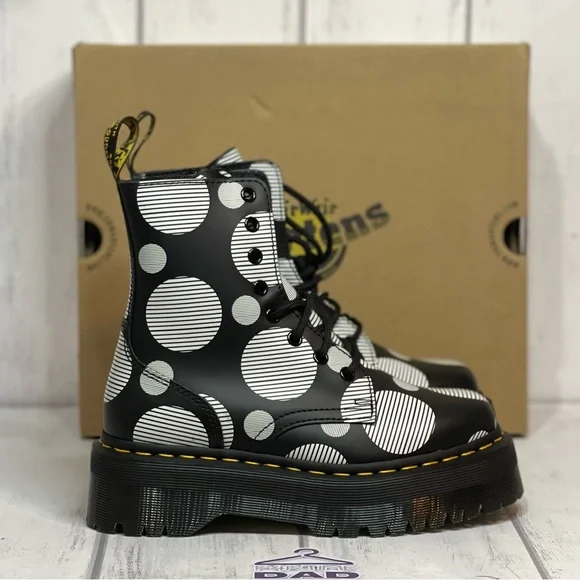 🔥Dr.Martens Jadon Polka Dot Smooth Leather Platform Boots MNS 5/ WOMENS 6 NEW🔥 - Picture 7 of 11